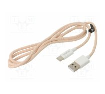 Cable; USB 2.0; USB A plug,USB C plug; 1m; pink; 480Mbps; textile | CU0324 | CU0324