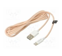 Cable; USB 2.0; USB A plug,USB C plug; 1.5m; pink; 480Mbps; 60W; 3A | CU0325 | CU0325