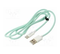 Cable; USB 2.0; USB A plug,USB C plug; 1m; green; 480Mbps; textile | CU0327 | CU0327