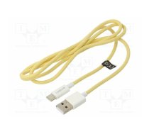 Cable; USB 2.0; USB A plug,USB C plug; 1m; yellow; 480Mbps; 60W; 3A | CU0333 | CU0333