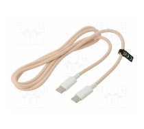 Cable; USB 2.0; USB C plug,both sides; 1m; pink; 480Mbps; textile | CU0344 | CU0344