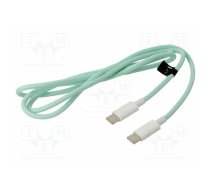 Cable; USB 2.0; USB C plug,both sides; 1m; green; 480Mbps; textile | CU0347 | CU0347