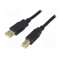 Cable; USB 2.0; USB A plug,USB B plug; gold-plated; 1m; black; CCA | CAB-USB2AB/1.0G-BK | CAB-USB2AB/1.0G-BK