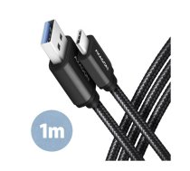 Axagon Data and charging USB 3.2 Gen 1 cable lengh 1 m. 3A. Black braided. | BUCM3-AM10AB | 8595247906250