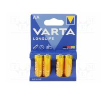Battery: alkaline; AA; 1.5V; non-rechargeable; 4pcs; LONGLIFE | BAT-LR6X4BL-LL/V | 4106101414