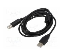 Cable; USB 2.0; USB A plug,USB B plug; 1.8m; black; Cu | ART-AL-OEM-100A | KABUSB2 AB 2M AL-OEM-100A