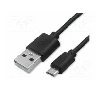 Cable; USB 2.0; USB A plug,USB B micro plug; 0.5m; black | QOLTEC-50299 | 50299