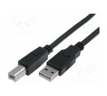 Cable; USB 2.0; USB A plug,USB B plug; nickel plated; 3m; black | CU201-B-030-PB | CU201-B-030-PB