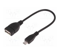 Cable; OTG,USB 2.0; USB A socket,USB B micro plug; 0.2m; black | QOLTEC-50404 | 50404