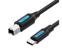 Cable; USB 2.0; USB B plug,USB C plug; nickel plated; 1m; black | CQUBF | CQUBF
