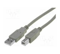 Cable; USB 2.0; USB A plug,USB B plug; nickel plated; 1.5m; grey | CU201-015-PB | CU201-015-PB