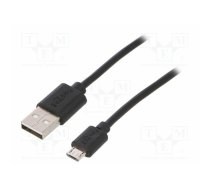 Cable; USB 2.0; USB A plug,USB B micro plug; 2m; black | USB-A/MICRO-020-BK | 38660