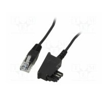 Cable: telephone; RJ11 plug,TAE F plug; 3m; black; Insulation: PVC | GOOBAY-68535 | 68535