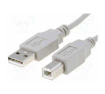 Cable; USB 2.0; USB A plug,USB B plug; 0.5m; grey; Cu; 24AWG,28AWG | CAB-USBAB/0.5 | CAB-USBAB/0.5