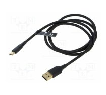 Charging Cable USB 2.0 to USB-C Vention CTFBF LED 3A 1m (black) (CTFBF) | CTFBF | CTFBF