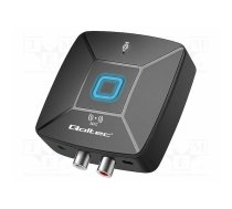 BT receiver; black; Jack 3.5mm socket,RCA,USB C socket; PnP; 10m | QOLTEC-56981 | 56981