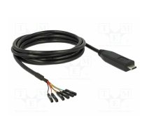 Cable; USB 2.0; USB C plug,1pin pin header x6; 2m; black; 26AWG | DELOCK-63946 | 63946