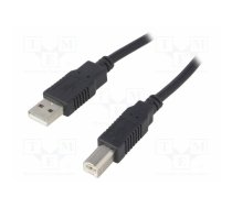 Cable; USB 2.0; USB A plug,USB B plug; 0.5m; black; Cu | CAB-USBAB/0.5-BK | CAB-USBAB/0.5-BK