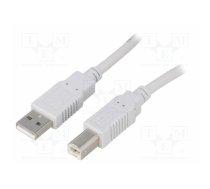 Cable; USB 2.0; USB A plug,USB B plug; 0.5m; grey; CCA | CAB-USB2AB/0.5-GY | CAB-USB2AB/0.5-GY