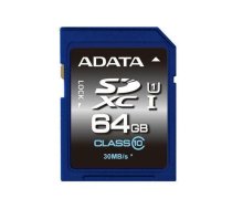 ADATA Premier 64 GB, SDHC, Flash memory class 10, No | ASDX64GUICL10-R