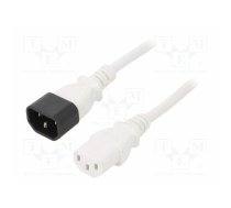 Cable; 3x1mm2; IEC C13 female,IEC C14 male; PVC; 3m; white; 10A | WN111-3/10/3W | LT-602+501 H05VV-F 1.0/3C WHT 3M