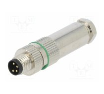 Connector: M8; male; PIN: 4; 3A; 30V; IP65,IP67; straight; for cable | SM8-CVC-A4M-1B10 | PASH-M8A-04P-MM-SL7001-00Z(H)