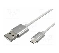 Cable; PRATI; USB 2.0; USB A plug,USB B micro plug; 1m; grey; 2.4A | NKA-1211 | NKA-1211
