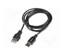Cable; USB 2.0; USB A socket,USB A plug; gold-plated; 1.8m; black | CA-USBE15CU-0018BK | CA-USBE-15CU-0018-BK