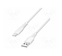 Cable; USB 2.0; USB A plug,USB C plug; 1m; white; PVC; 480Mbps; 15W | CU0252 | CU0252