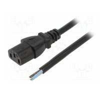 Cable; 3x1mm2; IEC C13 female,cables; PVC; 1m; black; 10A; 250V | SN31-3/10/1BK | LT-501 H05VV-F 1.0/3C BLK 1M END