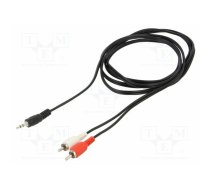 Cable; Jack 3.5mm 3pin plug,RCA plug x2; 1.8m; black; PVC | CV212-1.8 | CV212-1.8