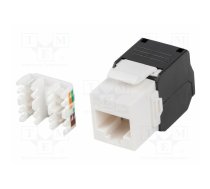 RJ45 module; Keystone; white,black; on cable,push-in; Cat 6; 36V | KSU6-4000 | KSU6-4000