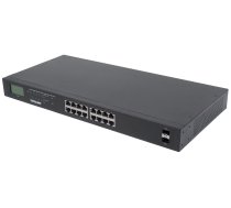 Intellinet 16-Port Gigabit Ethernet PoE+ Switch with 2 SFP Ports, LCD Display, IEEE 802.3at/af Power over Ethernet (PoE+/PoE) Compliant, 370 W, Endspan, 19" Rackmount | 561259 | 0766623561259 | WLONONWCROEA1