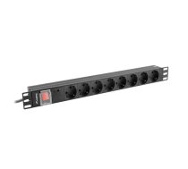 Power strip Rack PDU 19 1U 16A 8X schuko 2M black | NULAGTP00000043  | 5901969429749 | PDU-08F-0200-BK