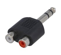 AC-011 Adapter; Jack 6.35mm plug, RCA socket x2; stereo, pāreja | AC-011