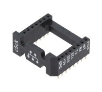 Adapter; holder; PIN: 16; black | MIKROE-4247  | SOCKET MIKROBUS 16 THT