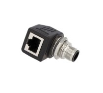 Adapter; M12 male,RJ45 socket; D code-Ethernet; PIN: 4; Cat: 5e | RJS-12D04FM-RS8001  | RJS-12D04FM-RS8001