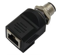 Adapter; M12 male,RJ45 socket; D code-Ethernet; PIN: 4; straight | RJS-12D04FM-LS8001  | RJS-12D04FM-LS8001