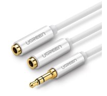 AUX audio sadalītājs 3,5 mm jack kabelis UGREEN AV123, 25 cm (balts) | 10739  | 6957303817399 | 10739
