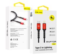 Blavec Cable Raptor braided - Type C to Lightning - PD 20W 2,4A 0,5 metres (CRA-CL24BR05) black-red | KABAV1666  | 5900217422662 | KABAV1666