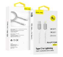 Blavec Cable Raptor braided - Type C to Lightning - PD 20W 2,4A 3 metres (CRA-CL24WS30) white-silver | KABAV1676  | 5900217422778 | KABAV1676