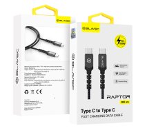 Blavec Cable Raptor braided - Type C to Type C - PD 100W 5A 2 metres (CRA-CC5BG20) black-grey | KABAV1656  | 5900217422563 | KABAV1656