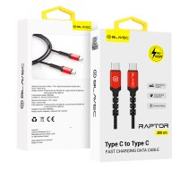 Blavec Cable Raptor braided - Type C to Type C - PD 100W 5A 2 metres (CRA-CC5BR20) black-red | KABAV1657  | 5900217422570 | KABAV1657
