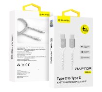 Blavec Cable Raptor braided - Type C to Type C - PD 100W 5A 2 metres (CRA-CC5WS20) white-silver | KABAV1658  | 5900217422587 | KABAV1658