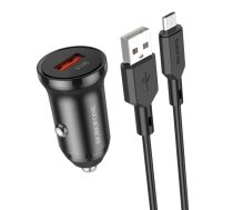 Borofone Car charger BZ18 - USB - QC 3.0 18W with USB to Micro USB cable black | ŁAD001528  | 6974443384840 | ŁAD001528