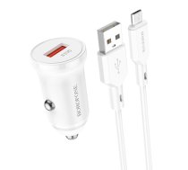 Borofone Car charger BZ18 - USB - QC 3.0 18W with USB to Micro USB cable white | ŁAD001529  | 6974443384857 | ŁAD001529