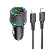 Borofone Car charger BZ21 Brilliant - USB + Type C - QC 3.0 PD 48W with Type C to Lightning cable black | ŁAD001661  | 6941991101182 | ŁAD001661