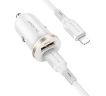 Borofone Car charger BZ22 Scenery - USB + Type C - QC 3.0 PD 30W with Type C to Lightning cable white | ŁAD001680  | 6941991105210 | ŁAD001680