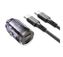 Borofone Car charger BZ29B Outstanding - 2xType C - PD 36W 3A with Type C to Lightning cable transparent-purple | ŁAD001804  | 6941991108860 | ŁAD001804