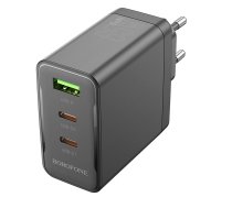 Borofone Wall charger BN12 Manager - USB + 2xType C - PD 65W 3A black | ŁAD001773  | 6941991106132 | ŁAD001773